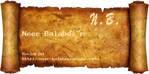 Neer Balabán névjegykártya